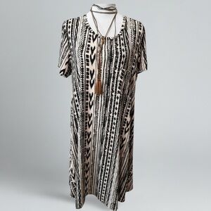 Boho Chic Carly Swing Dress in  Black & Cream•L